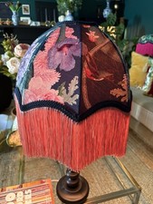 Eve - 14" Victorian Fringed Lampshade - Divine Savages Forbidden Bloom - Blue