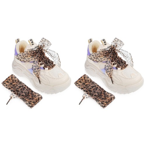 Leopard ribbon shoe laces - shoe, wide