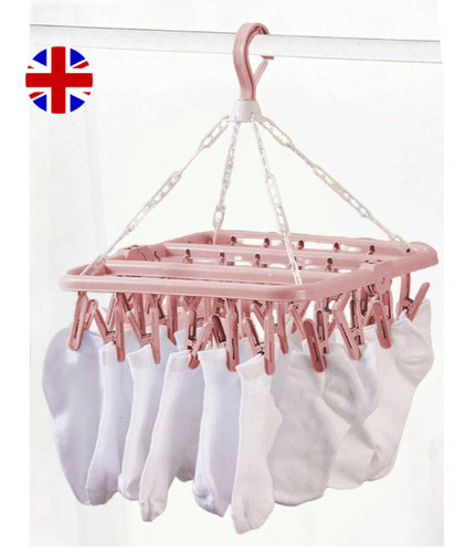 Clip foldable sock hanger - 32-clip,