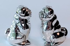 Godinger PUG DOG Figural Salt & Pepper Shakers.  Great Cond. 3" T. Silver Plate