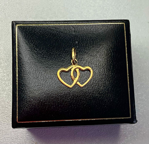 9ct yellow gold double - 9ct, heart
