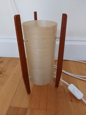 1960s VINTAGE ROCKET TABLE LAMP - TEAK FRAME - SPUN FIBREGLASS SHADE - 1960s