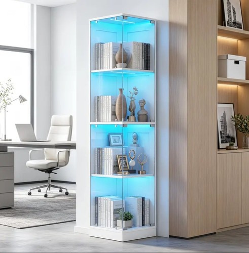 Tier corner bookshelf - bookshelf, glass