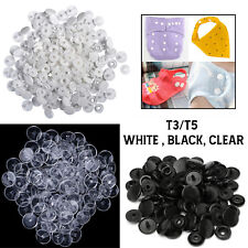 KAM Snaps Plastic Black White Clear T3 T5 Press Studs Button Fasteners Clothes