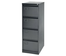 Bisley Metal Filing Cabinet 4 Drawer Foolscap Pro Rs AOC 4 File System - Black