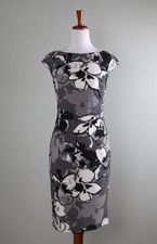 LAUREN RALPH LAUREN $139 Slinky Stretch Floral Check Pleated Dress Size 2