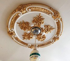 LARGE CEILING ROSE MEDALLION GOLD VICTORIAN ORNATE  DECOR TRADITIONAL 66CM CR8