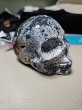 Tree Agate Crystal Skull With Druzy 743g 7cm High.