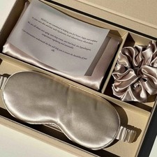 Satin Pillow Case Silk Eyemask  Silk Scrunchie Gift Set