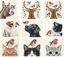 CATS DOGS, DONKEY, DEER, ANIMALS ROBINS Counted Cross Stitch Kits Christmas GIFT