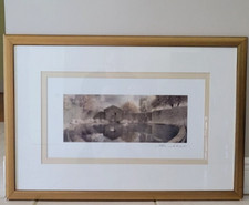 Thea Schrack Print Titled "TOPIARY DOORWAY" Gold Tone Frame