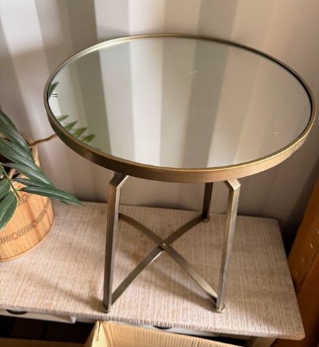 Gold round glass top metal - round,