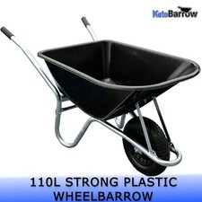 110L Black Wheelbarrow - Garden Builders Heavy Duty With Puncture Proof Tyre