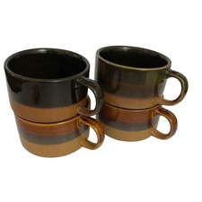 Vintage Soup Bowls Set Of Four Brown Ceramic Earth Toned Korea Stackable