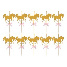  10 Pcs Horse Cake Decorations Paper Topper Cartoon Cupcake Inserts Card