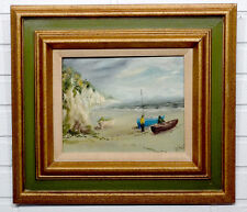 1960's Vintage MID-CENTURY MODERN Frame SEASCAPE PAINTING Cowes JOSEPHINE HIGGS