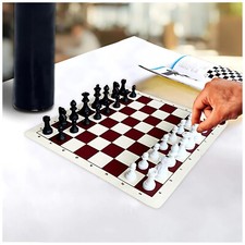 ROLL UP Travel Chess Set 13.5" (34 cm) with Vinyl Chess Board and Plastic Pieces