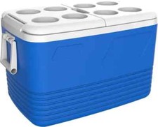 60L COOL BOX PORTABLE COOLBOX INSULATED COOLER FOOD DRINKS TRAVEL CAMPING - BLUE