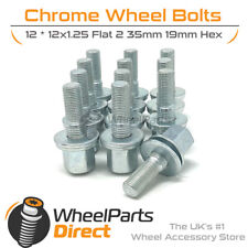Wheel Bolts (12) 12x1.25 Chrome for Peugeot 106 3 Stud 91-96 on Original Wheels