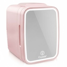 4L Mini Fridge with LED Mirror Portable Cooler Warmer Table Top Bedroom Makeup