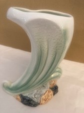 Sylvac vase 5485  High Tide Waves over Rocks 8” high 6” at widest green waves