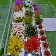 Tufts set T8 - Static grass mixed tufts scenery flowers - N OO O gauge D&D 
