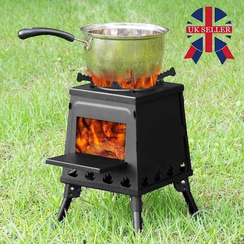 Portable wood burning stove - burning,