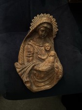 Vintage Olive Wood Madonna And