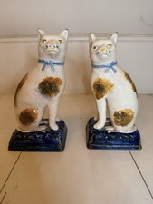 20TH-CENTURY Staffordshire-style Ceramic Mantle Cats Figurines