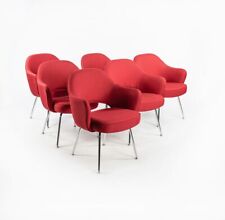 2010s Knoll Saarinen Executive Arm Chair in Red Fabric with Tubular Steel Legs