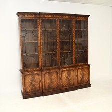 Antique Georgian Style Mahogany Breakfront Bookcase