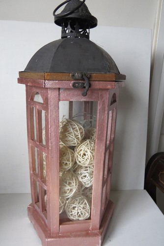 Large rose gold wooden - gold, lantern