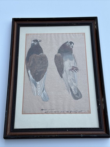 Antique vintage painting birds - antique,