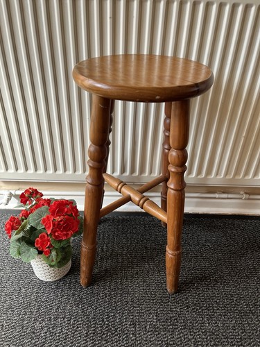 Vintage tall wooden stool - wooden, bar