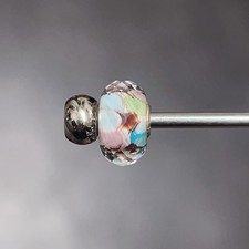Authentic genuine trollbeads faceted OOAK unique glass bead multi colour