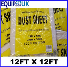 5 X HEAVY DUTY 12FT X12FT COTTON TWILL PROFESSIONAL DECORATING LARGE DUST SHEET
