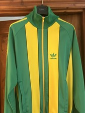 Adidas Vintage Authentic Green Yellow Zip Front Trefoil Track Jacket Large
