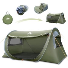 Pop-up Camping Tent: 1 Person Tent Waterproof Instant Easy Setup Army Green