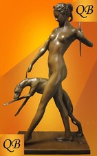 ART DECO BRONZE DIANA & HOUND