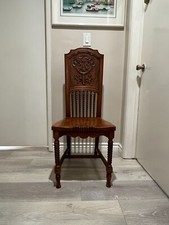 Antique Victorian Oak Barley Twist Dining Chair, 42" T, 18" Tall Bottom to Seat