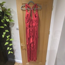 Red Flamenco Style Evening Dress With Diamante Size 14