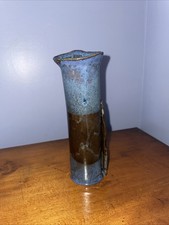 7" Hand Thrown Studio Art Pottery Vase Mixed Blue Brown Glaze, Small