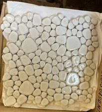 5 X White Pebble Mosaic Tile Sheets Glazed 27.5 × 27.5 cm (0.076 m²)