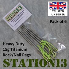 Titanium Rock/Nail Tent Pegs - Tough Heavy Duty -  (160mm x 5mm, 15g) -Pack of 6