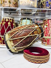 VeenaFlame Dholak | 18.4 lbs Bijessar Wood, Encarved