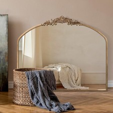 Gold Arched Wall Mirror 91x76cm Vintage Baroque Decor for Fireplace & Hall