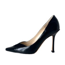 Jimmy Choo Black Leather Pointed Toe Heels Pumps Size 37.5