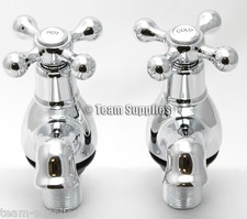 KOSMO TRADITIONAL CLASSIC CROSS BASIN SINK PILLAR TAPS PAIR VICTORIAN VICTORIA 