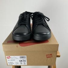 Fitflop Comfort Tech Black Leather Lace Up RALLY Trainers Size 6/39