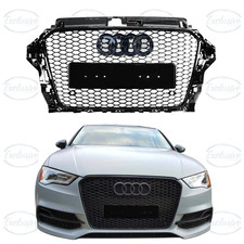 For Audi A3/S3 8V (2013-2016) Gloss Black Honeycomb RS3 Style Grille with Badge